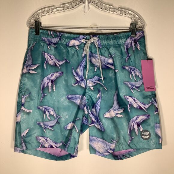 Psycho Tuna Mens‎ Swim Trunks Whale Pattern Size Large NWT - Picture 2 of 11